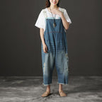 Summer Denim Pockets Wide Leg Casual Jumpsuits