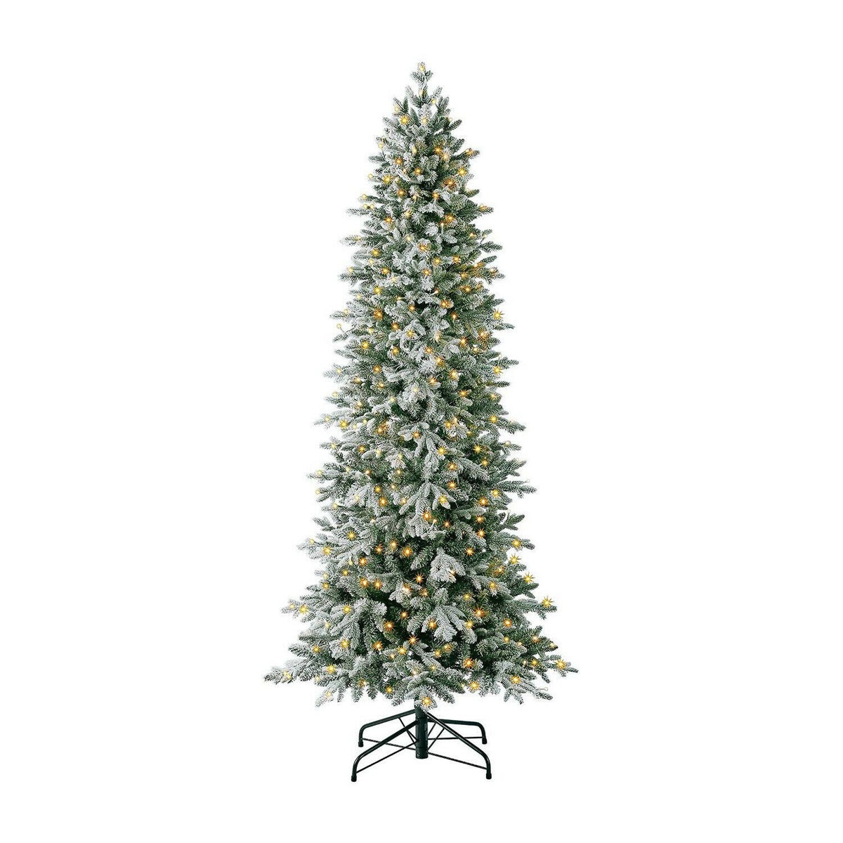 Evergreen Classics 7 Foot Pre-Lit Flocked Natural Pine Artificial Christmas Tree