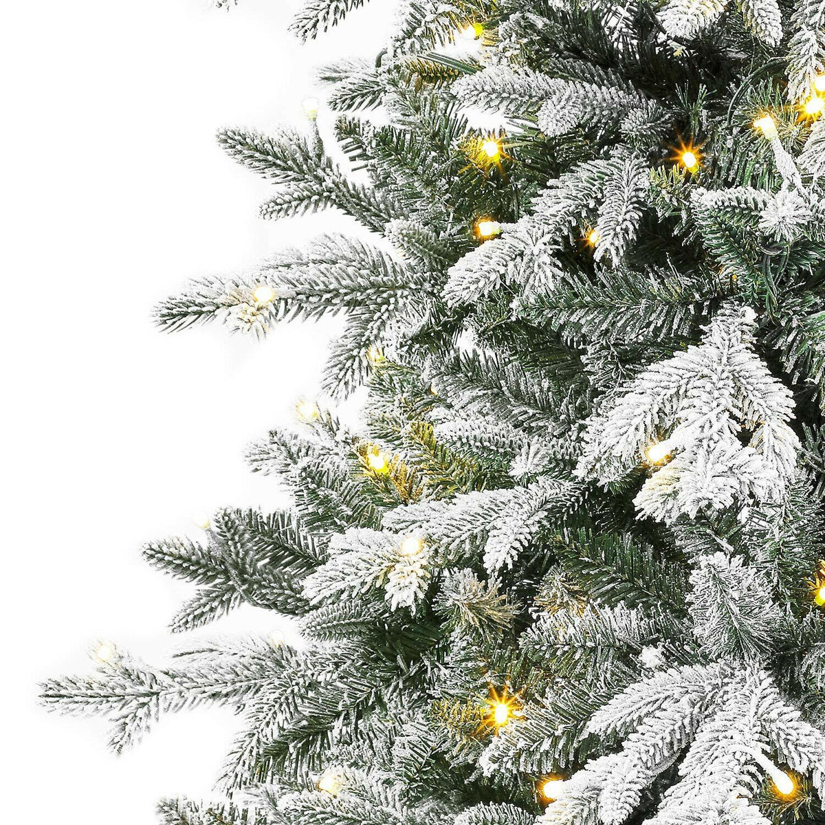 Evergreen Classics 7 Foot Pre-Lit Flocked Natural Pine Artificial Christmas Tree