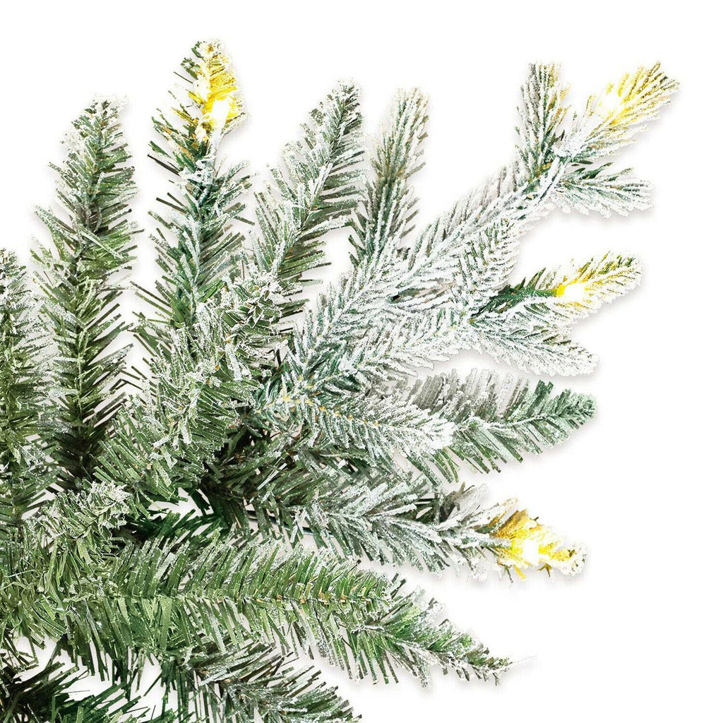 Evergreen Classics 7 Foot Pre-Lit Flocked Natural Pine Artificial Christmas Tree
