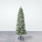 Evergreen Classics 7 Foot Pre-Lit Flocked Natural Pine Artificial Christmas Tree