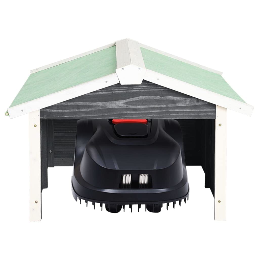 Robotic Lawn Mower GaraOutdoor Portable StoraShed Shelter Solid Firwood, Gray and White 28.3" x 34.3" x 19.7"