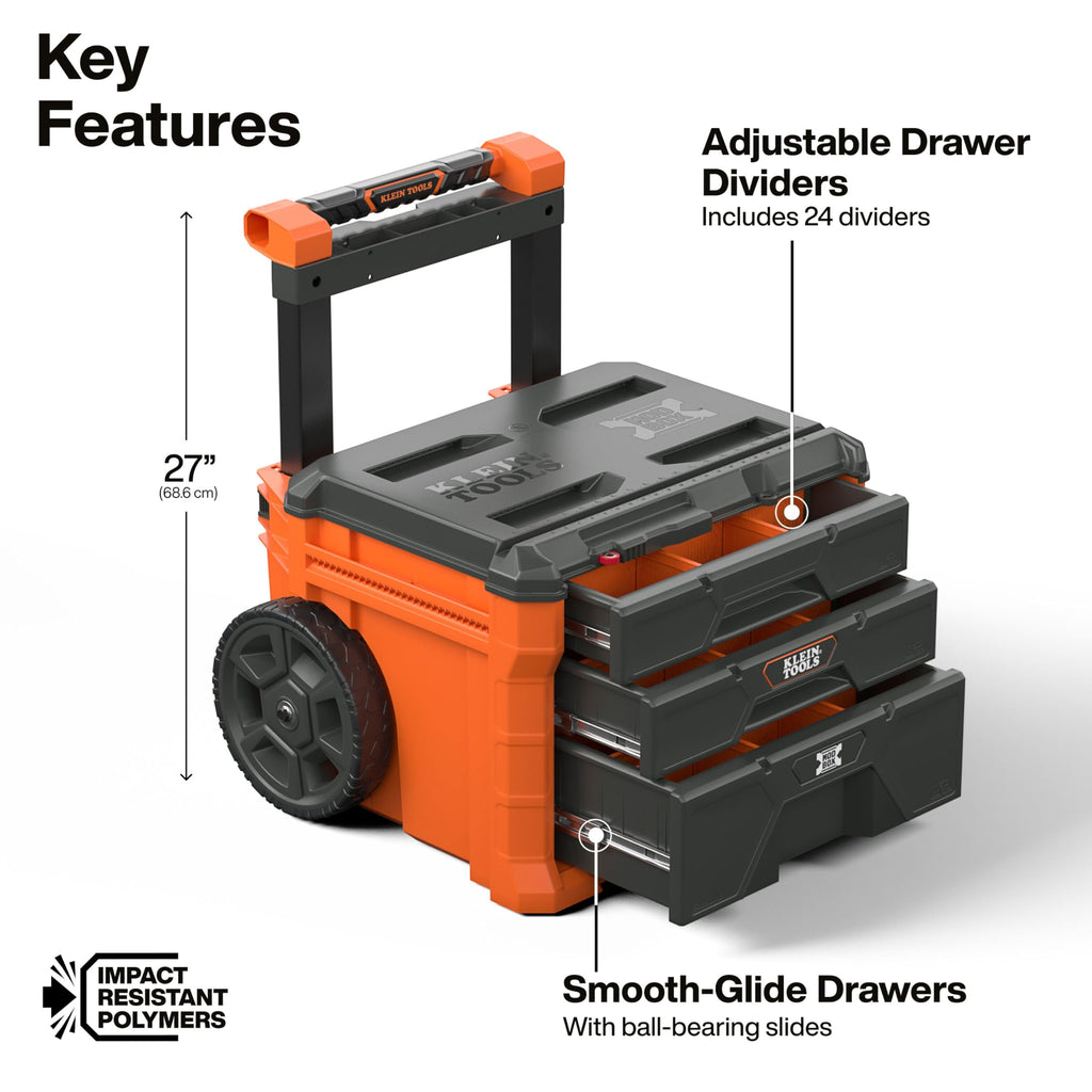 54890MB MODbox Three Drawer Rolling Toolbox, Tool Storage, Ball Bearing Drawer Slides, Dividers Included