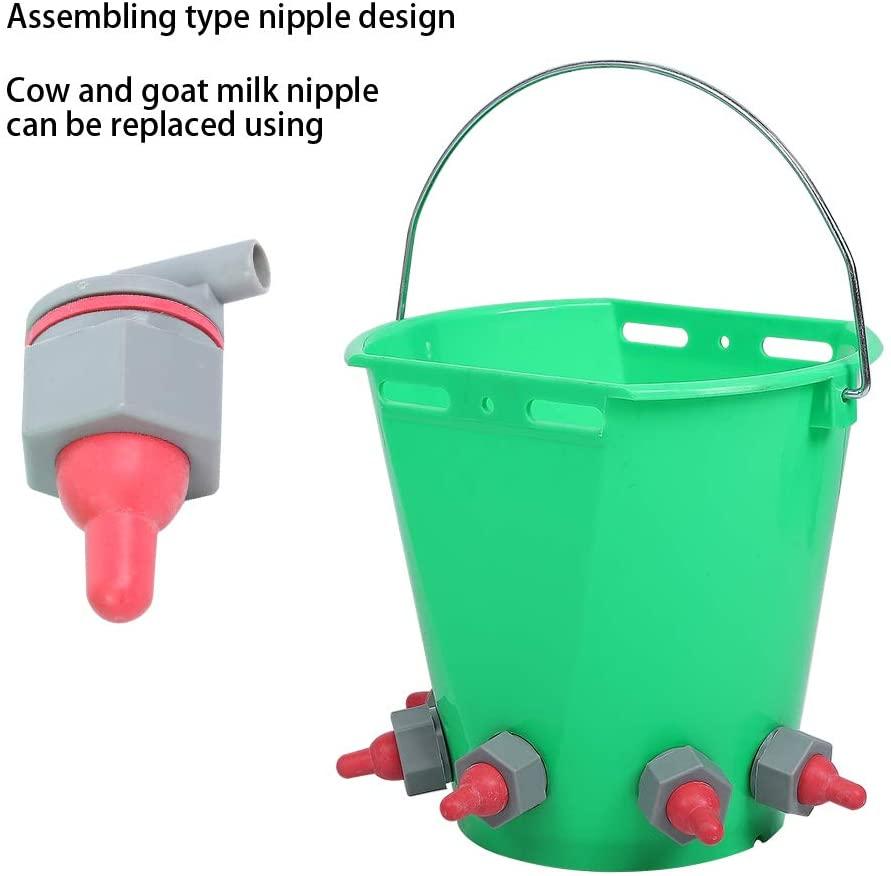 livestock milk feed bucket, sheep milk feeding bucket milk feed bucket rearing drinker lifting handle for cattle sheep livestock(five mouths)