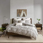 INK+IVY Masie 3 Piece Elastic Embroidered Cotton Comforter Set King/Cal King