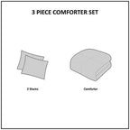 INK+IVY Masie 3 Piece Elastic Embroidered Cotton Comforter Set King/Cal King