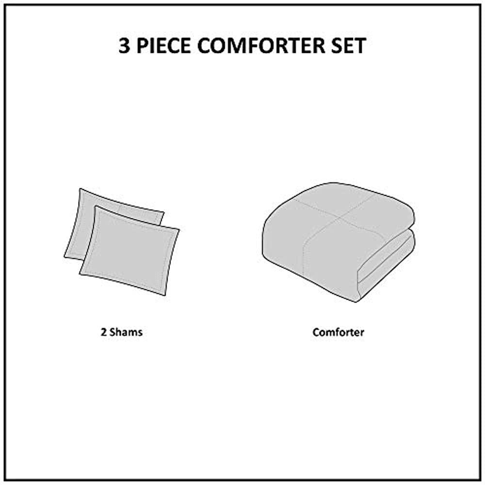 INK+IVY Masie 3 Piece Elastic Embroidered Cotton Comforter Set King/Cal King