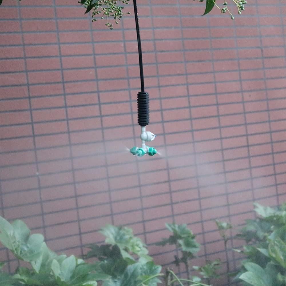 WSSBK 10 Sets Fogger Cross Misting Hanging Sprinkler Kits Mist Water Sprayer for Garden Greenhouse Irrigation 1/4'' Hose Accessories