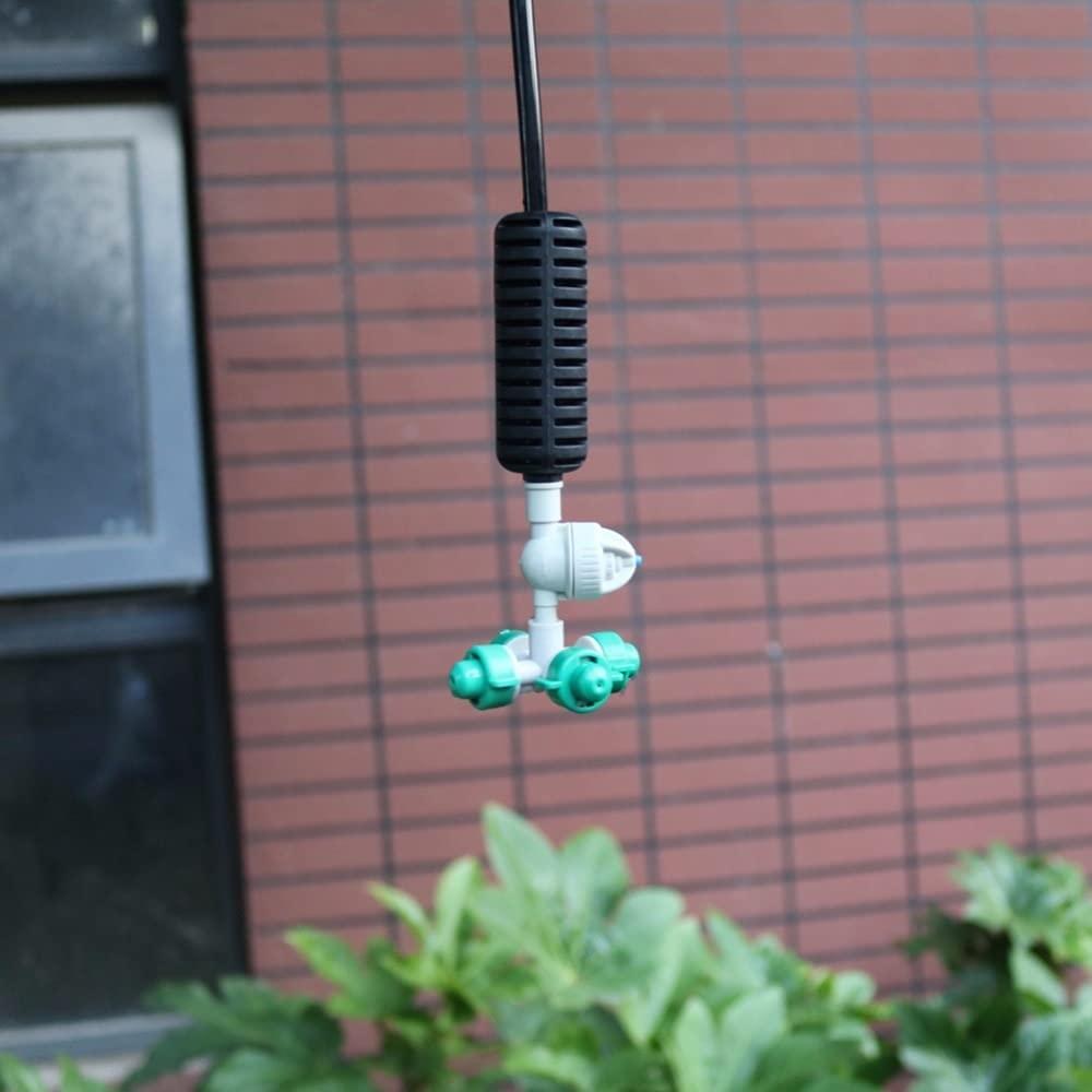WSSBK 10 Sets Fogger Cross Misting Hanging Sprinkler Kits Mist Water Sprayer for Garden Greenhouse Irrigation 1/4'' Hose Accessories