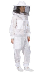 ventilated beekeeping suit and bee family stickers - ykk metal zippers - men &amp; women - total protection - self-supporting round veil for beekeepers - easily take on &amp; off - 8 pockets (x-large)