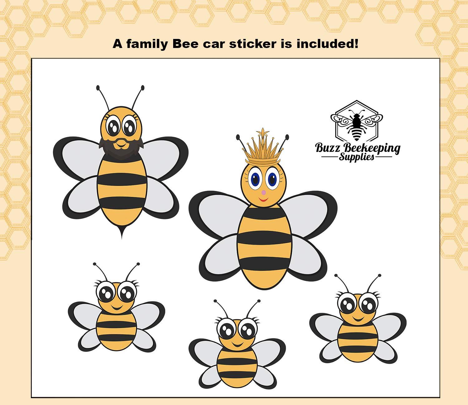ventilated beekeeping suit and bee family stickers - ykk metal zippers - men &amp; women - total protection - self-supporting round veil for beekeepers - easily take on &amp; off - 8 pockets (x-large)