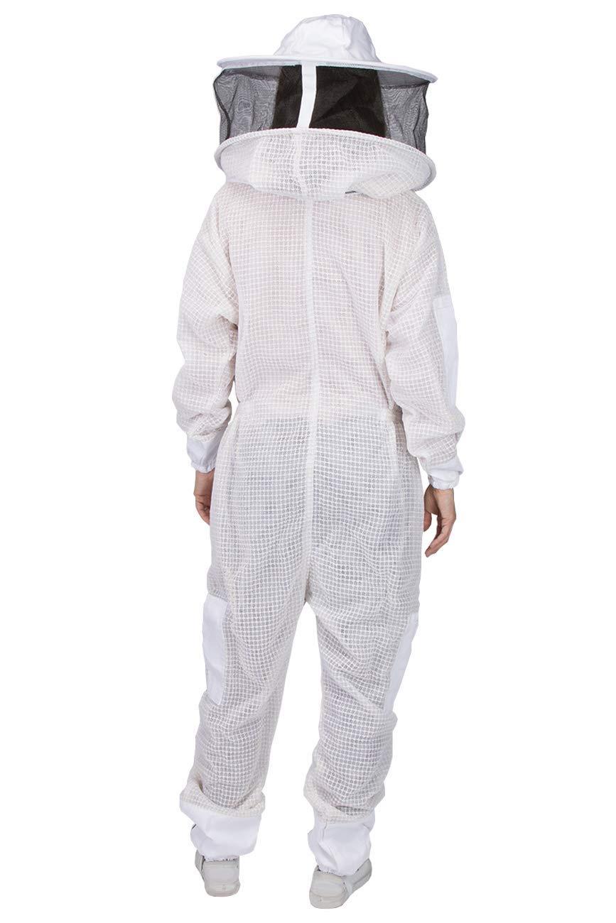 ventilated beekeeping suit and bee family stickers - ykk metal zippers - men &amp; women - total protection - self-supporting round veil for beekeepers - easily take on &amp; off - 8 pockets (x-large)