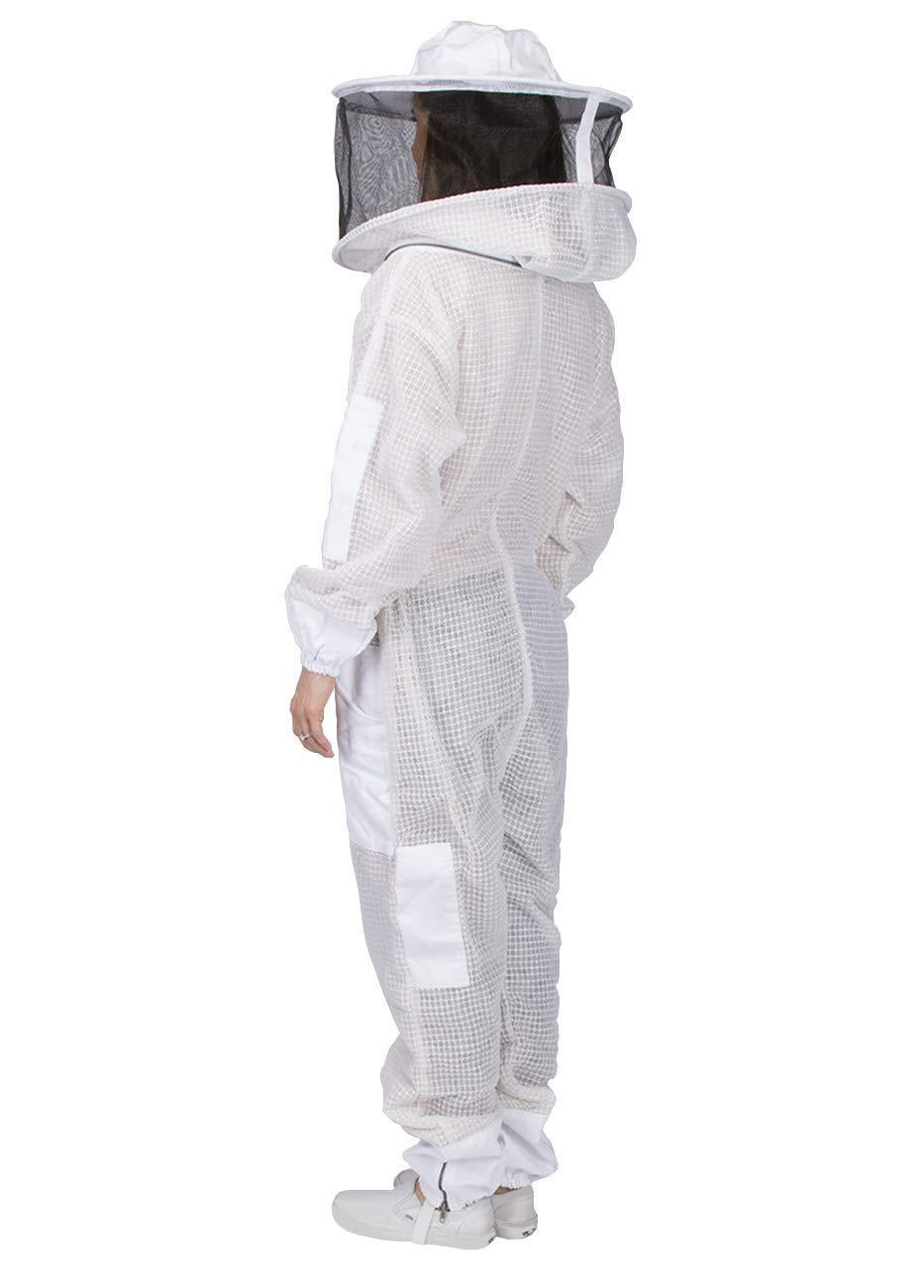 ventilated beekeeping suit and bee family stickers - ykk metal zippers - men &amp; women - total protection - self-supporting round veil for beekeepers - easily take on &amp; off - 8 pockets (x-large)