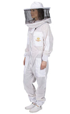 ventilated beekeeping suit and bee family stickers - ykk metal zippers - men &amp; women - total protection - self-supporting round veil for beekeepers - easily take on &amp; off - 8 pockets (x-large)