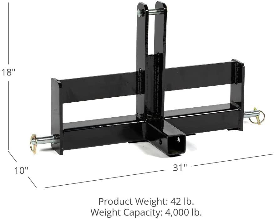 titan tractor drawbar with suitcase weight brackets 2" receiver cat 1 3-pt