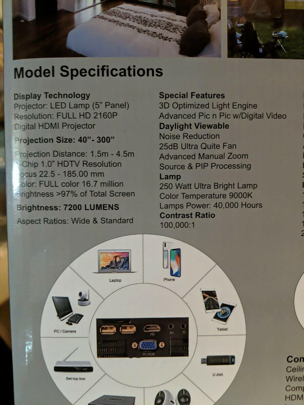 vpl projector smart tv 4k uhd v34k with (new) screen
