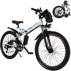 26 inch Folding Electric Mountain Bike for Adults Commuting Electric Bike with 36V 8AH Lithium-Ion Battery 250W Motor 21 Speed Gear &amp; 3 WorMode Electric Bike E-Bike