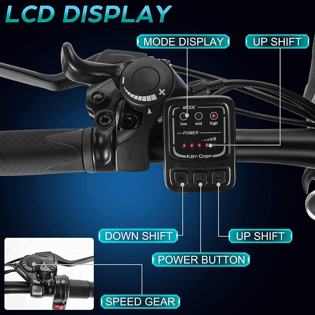 26 inch Folding Electric Mountain Bike for Adults Commuting Electric Bike with 36V 8AH Lithium-Ion Battery 250W Motor 21 Speed Gear &amp; 3 WorMode Electric Bike E-Bike