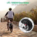 26" Electric Bicycle Powerful 1000W Motor 48V/13AH Removable Battery Aluminum Frame City Tire Ebike LCD Display Throttle and Peddle Assist Power
