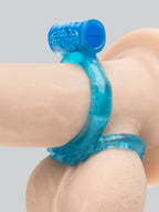 BASICS Vibrating Twin Cock Ring, Blue
