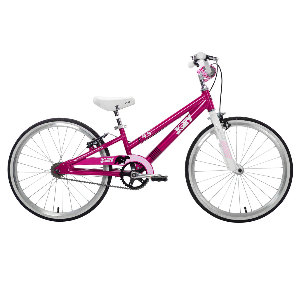 Joey 4.5 Ergonomic Kids Bicycle, For Boys or Girls, A5 and up, Height 43-54 inches, in Fuschia