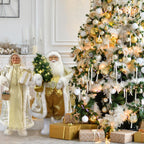 Fraser Hill Farm 3-Ft. Music and Motion Santa with Prelit Christmas Tree, Holiday Indoor Home Decor, FASC036M-19WHTGLD