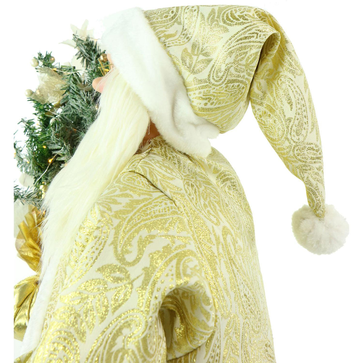 Fraser Hill Farm 3-Ft. Music and Motion Santa with Prelit Christmas Tree, Holiday Indoor Home Decor, FASC036M-19WHTGLD