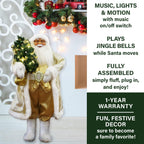 Fraser Hill Farm 3-Ft. Music and Motion Santa with Prelit Christmas Tree, Holiday Indoor Home Decor, FASC036M-19WHTGLD