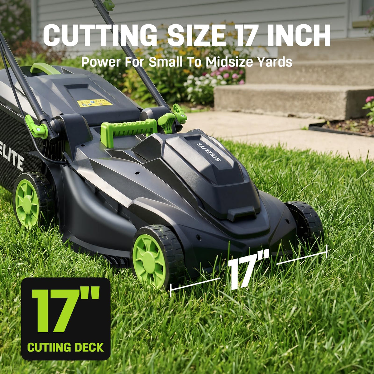 40V 17 Inch Electric Lawn Mower Cordless, Brushless Motor, 6-Position Height Adjustment, 2-in-1 Bagging &amp; Mulching, Includes 2 x 4.0Ah Batteries and Battery Charger