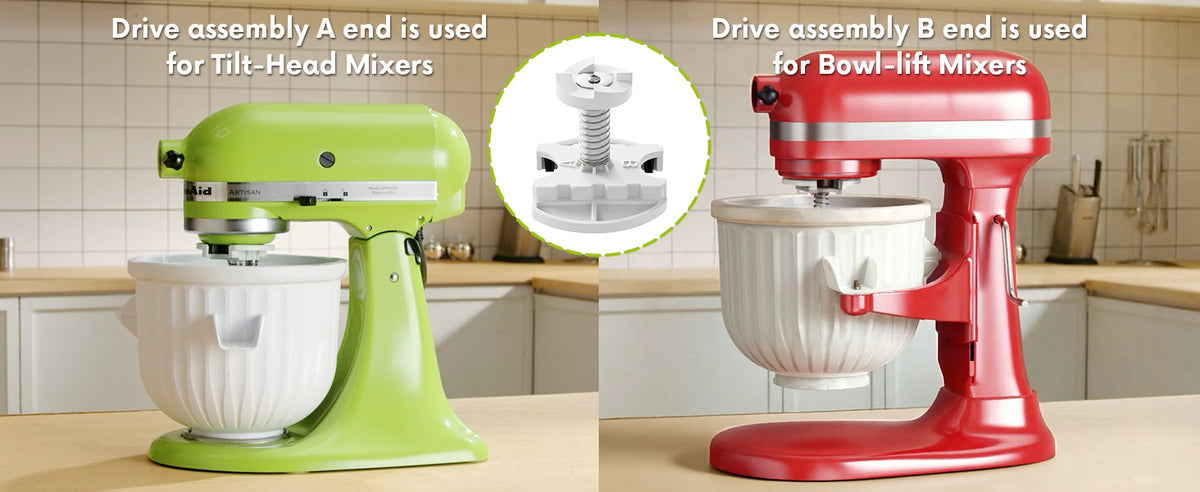 Ice Cream Maker Attachment for  Stand Mixer, Compatible with 4.5/5Qt & Larger  Stand Mixer, 2 Quart Frozen Ice Cream Bowl, Yogurt & Sorbet Gelato, White