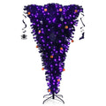 6 ft. Upside Down Artificial Christmas Tree Halloween Tree Black with 270 Purple LED Lights
