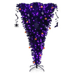 6 ft. Upside Down Artificial Christmas Tree Halloween Tree Black with 270 Purple LED Lights