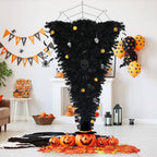 6 ft. Upside Down Artificial Christmas Tree Halloween Tree Black with 270 Purple LED Lights