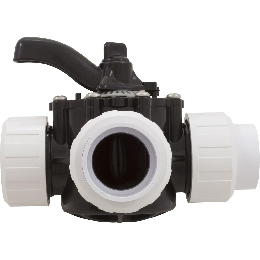 Custom Molded Products Diverter Valve, 1.5In Unions, 3-Way, Black