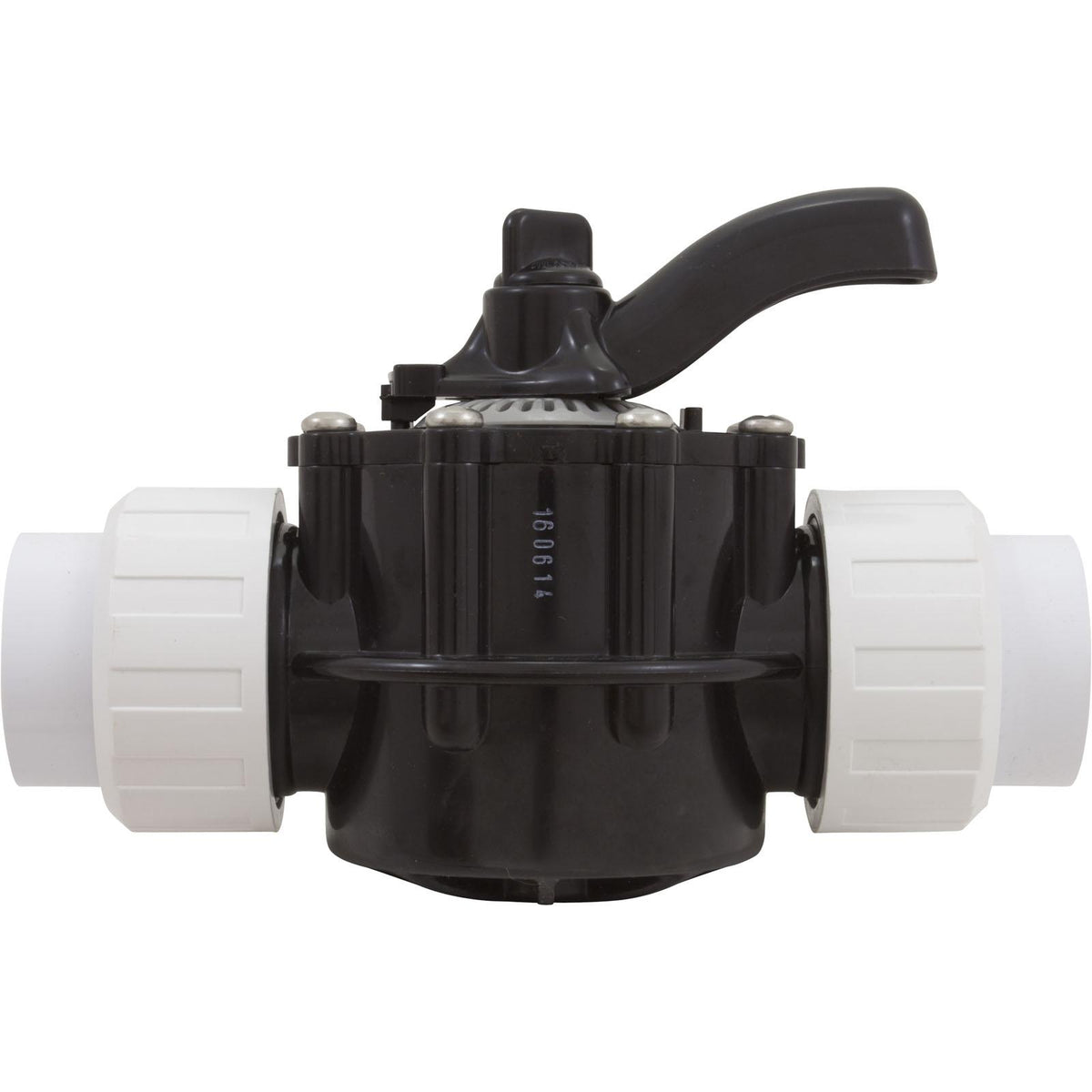 Custom Molded Products Diverter Valve, 1.5In Unions, 3-Way, Black