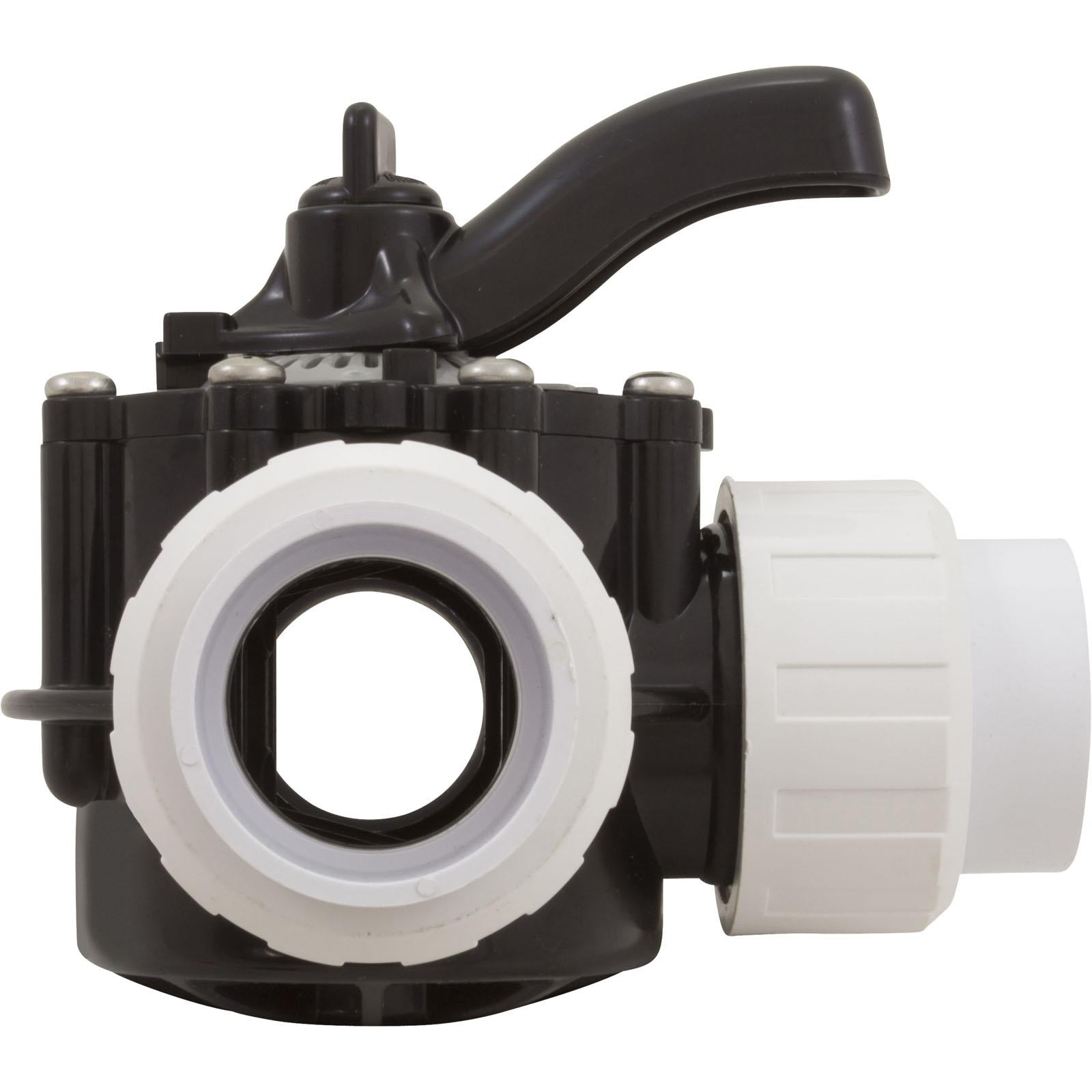 Custom Molded Products Diverter Valve, 1.5In Unions, 3-Way, Black