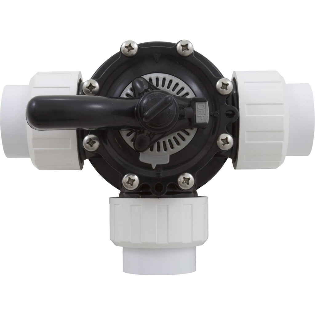 Custom Molded Products Diverter Valve, 1.5In Unions, 3-Way, Black