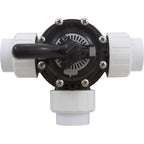 Custom Molded Products Diverter Valve, 1.5In Unions, 3-Way, Black