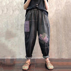 autumn retro loose denim harem pants