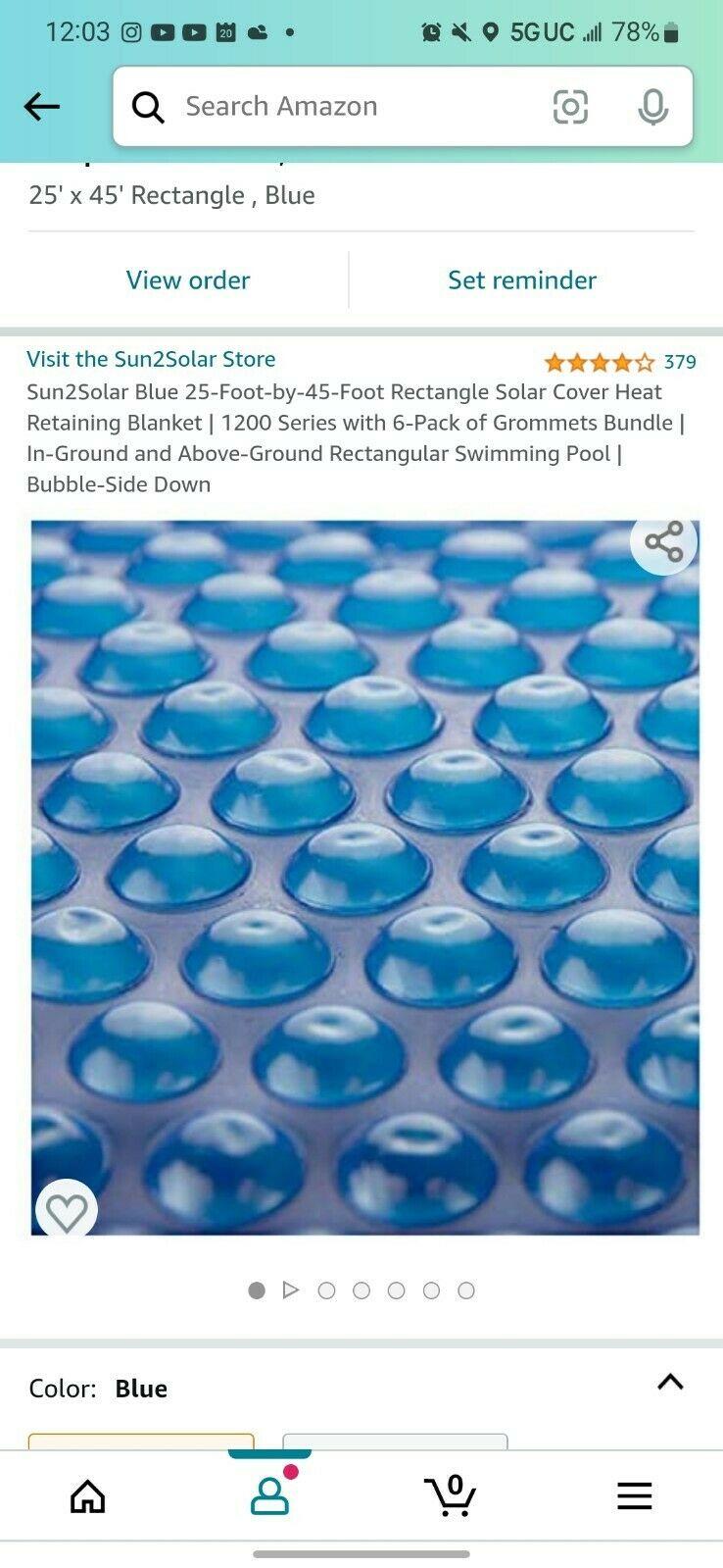 sun2solar 1200 series rectangle  swimming pool solar cover blanket -26' x 16'