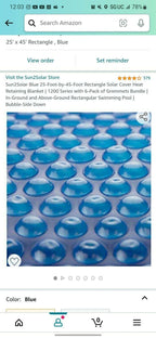 sun2solar 1200 series rectangle  swimming pool solar cover blanket -26' x 16'