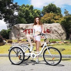 Hotwon Adult Tricycle with Rear Basket,Aluminum Load capacity:330 lbs(White )