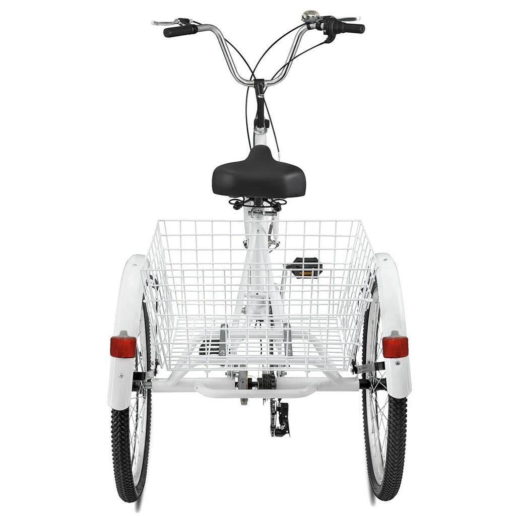 Hotwon Adult Tricycle with Rear Basket,Aluminum Load capacity:330 lbs(White )