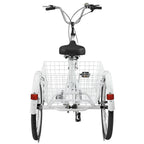 Hotwon Adult Tricycle with Rear Basket,Aluminum Load capacity:330 lbs(White )