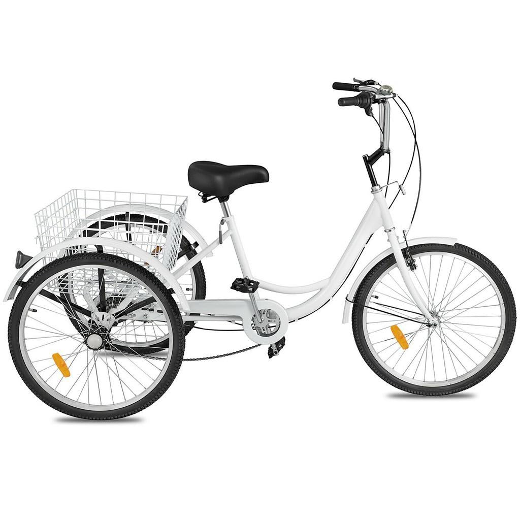 Hotwon Adult Tricycle with Rear Basket,Aluminum Load capacity:330 lbs(White )