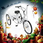 Hotwon Adult Tricycle with Rear Basket,Aluminum Load capacity:330 lbs(White )