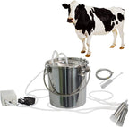 tehongmai 7l electric milking machine for cows, pulsation vacuum pump milker, automatic portable pulse breast pump, milking supplies w/stainless steel bucket