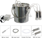 tehongmai 7l electric milking machine for cows, pulsation vacuum pump milker, automatic portable pulse breast pump, milking supplies w/stainless steel bucket