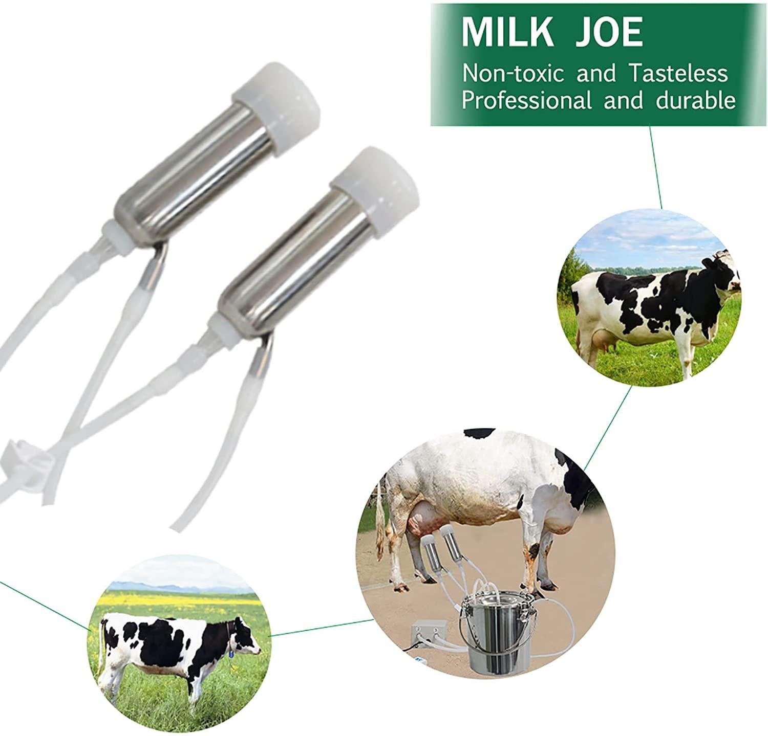tehongmai 7l electric milking machine for cows, pulsation vacuum pump milker, automatic portable pulse breast pump, milking supplies w/stainless steel bucket