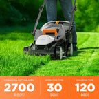 16 Inch Lawn Mower 2x20V Electric Coreless Lawn Mower Lightweight Push Mower with 6-Position Height Adjustment, 2 x 4.0Ah Battery Include.